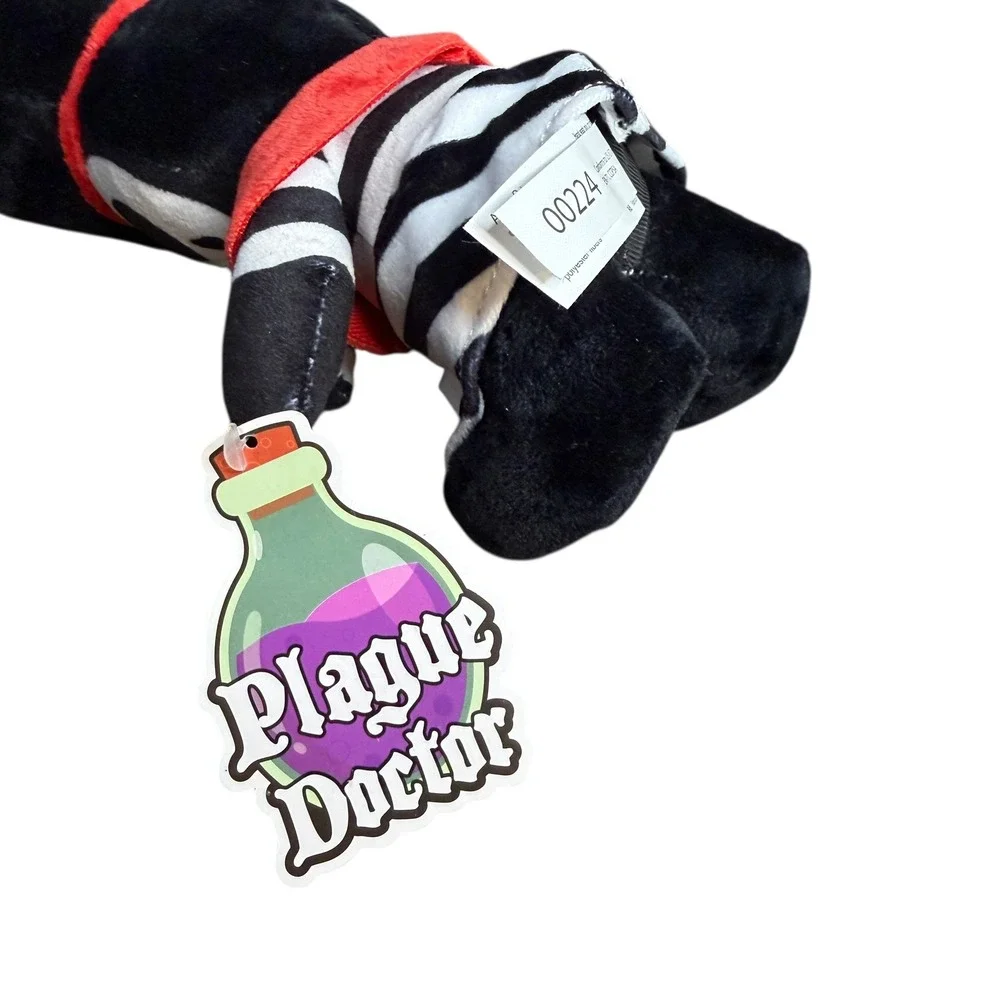 Squishable Plague Doctor Plush Black White Striped Red Collar Small NWT 00224